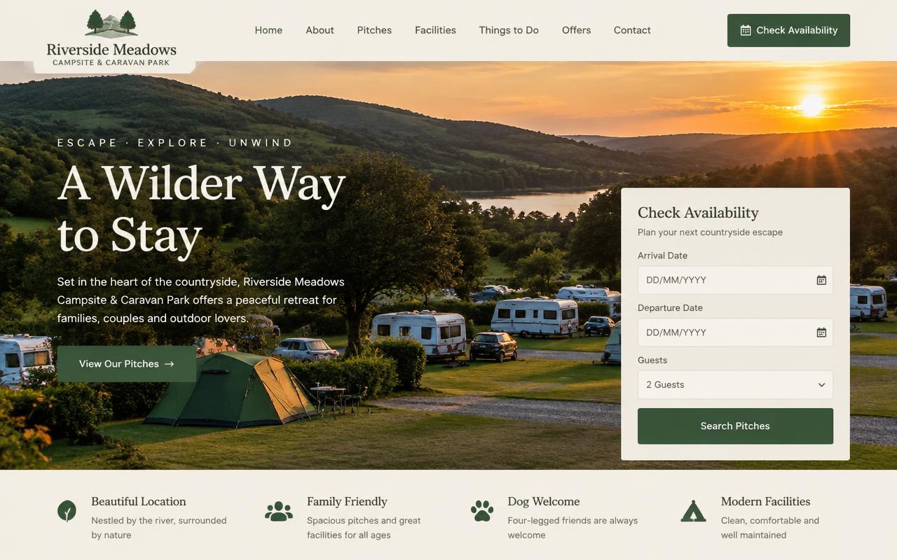 Campsite & Caravan website example